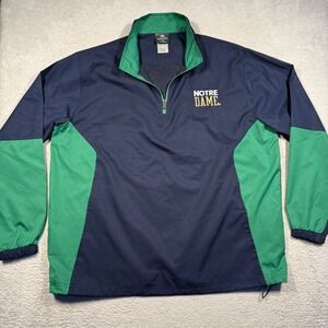 Knights Apparel Windbreaker Mens L Navy Green Notre Dame Quarter Zip Pullover